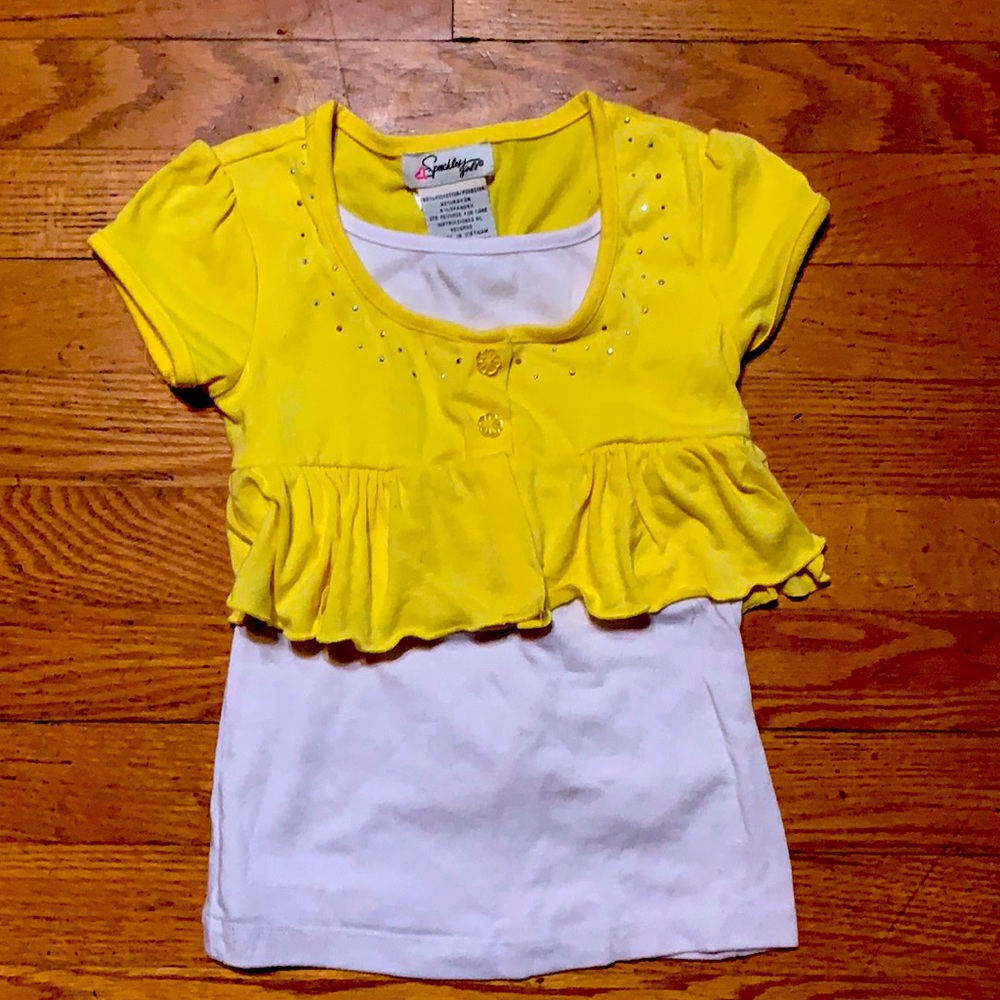 Girls Yellow and White Cute Summer Shirt 4T